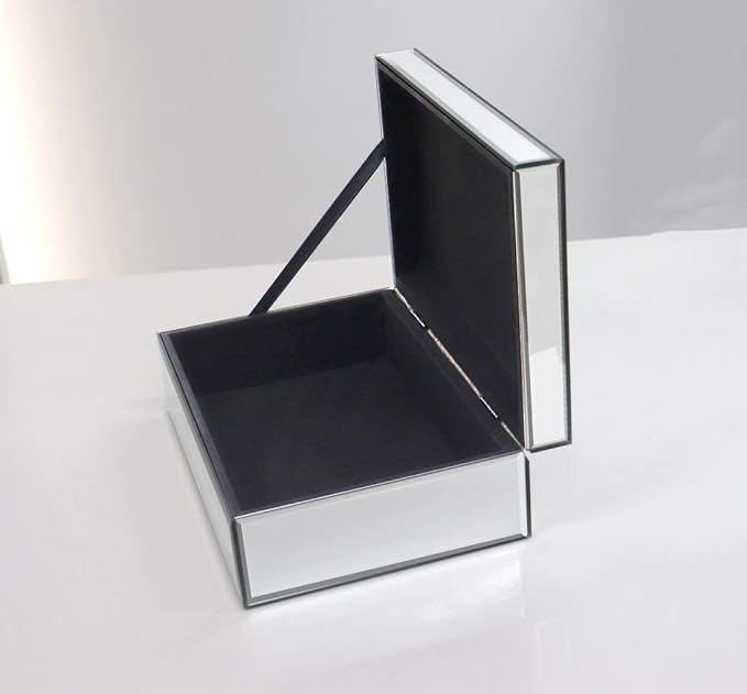 QMDECOR Silver Glass Mirrored Jewelry Box Beautiful Finish Storage Sturdy Organizer High-end Jewelry Organizer Luxury Big Van