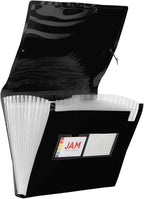 JAM PAPER Accordion Folders - 13 Pocket Plastic Expanding File - Letter Size - 9 x 13 - Black - Sold Individually