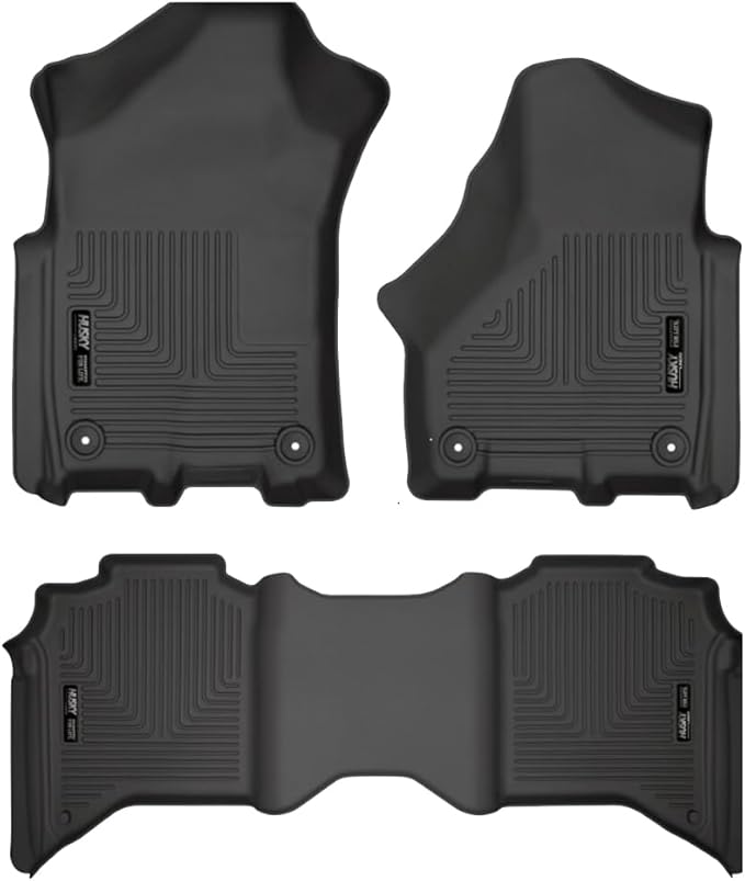 Husky Liners Weatherbeater Floor Mats | Fits 2019-2026 Ram 2500/3500 Crew Cab Only (Will NOT Fit Quad Cab)| Front & 2nd Row, 3-pc Black - 94111