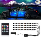 Led Lights for Car,Ambient Lights for Car,Car Footwell Lights,Car Ambient Light,16 Million Colors Music Sync,DIY Mode Multicolor LED Interior Lights for Cars,Trucks,SUVs,12V Power