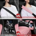 Sanwom Front Car Seat Covers - Leather Seat Covers with Storage Pocket and Two Belt Pads, Anti-Slip Waterproof Universal Seat