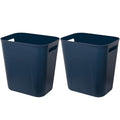 UUJOLY Plastic Small Trash Can Wastebasket, Garbage Container Basket for Bathrooms, Laundry Room, Kitchens, Offices, Kids Rooms, Dorms, 3.5 Gallon, Navy Blue, 2 Pack