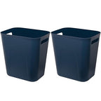 UUJOLY Plastic Small Trash Can Wastebasket, Garbage Container Basket for Bathrooms, Laundry Room, Kitchens, Offices, Kids Rooms, Dorms, 3.5 Gallon, Navy Blue, 2 Pack