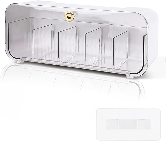 Socks Underwear Drawer Organizer, 5 Cell Compartments Acrylic Wall Mount Storage Boxes, Self-Adhesive Switchable Drawer Organ