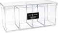 Isaac Jacobs 4-Compartment Clear Acrylic Organizer with Lid (9” L x 3” W x 4” H), Makeup Brush Holder, Sectional Tray, Storag