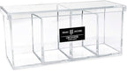 Isaac Jacobs 4-Compartment Clear Acrylic Organizer with Lid (9” L x 3” W x 4” H), Makeup Brush Holder, Sectional Tray, Storag