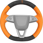 MEWANT Hand Stitched Matte Carbon Fiber&PU Leather Steering Wheel Cover Wrap for Tesla Model 3 Highland 2023 2024 2025 Steering Wheel Accessories