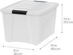 IRIS USA 40 Qt Stackable Plastic Storage Bins with Lids, 4 Pack - BPA-Free, Made in USA - Discreet Organizing Solution, Latch