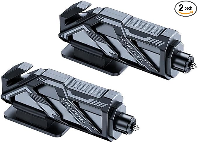2 Pack Car Window Breaker & Seatbelt Cutter Emergency Escape Tool, Safety Hammer with Hardened Tungsten Steel Tip, Anti-Mistr