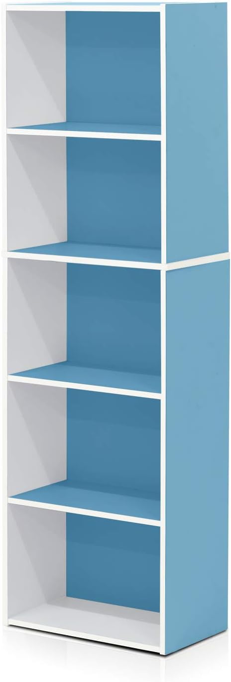Furinno LUDER Book Shelf, 5-Tier Bookshelf, Bookcase with Open Shelves, 9.4 x 15.8 x 52, Easy Assembly, for Living Room, Bedr