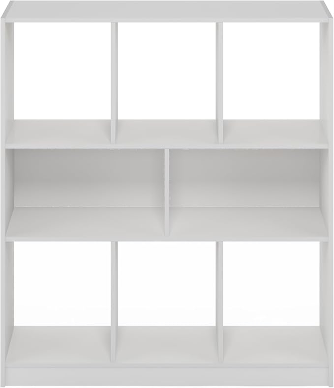 Furinno DALY Book Shelf, 8-Cube Bookshelf, Horizontal Cube Storage Organizer Bookcase, 10.9 x 35.4 x 39.4, for Living Room, B