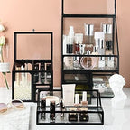Large Capacity Makeup Organizer with Drawer & Rhinestone Handle, Transparent Dustproof Lipstick Jewelry Storage Case, Cosmeti