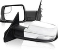 Spec-D Tuning Chrome Power Fold + Heated + Puddle Light Side Mirrors Compatible with 2019-2024 Dodge Ram 1500, Left + Right Pair