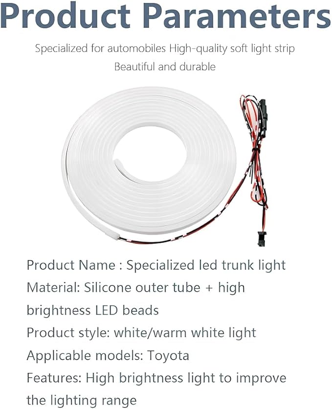 Trunk LED Light Strip, Compatible with 2022-2025 Toyota RAV4, Flexible Waterproof Silicone Embedded Cuttable Trunk Light Strip, Warm White