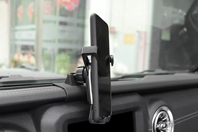 iJDMTOY Dashboard Direct Clip-On Mount Phone Gravity Holder Compatible with Jeep 2018-up Wrangler JL, 2020-up Gladiator JT (Won't Occupy Air Vent Opening)