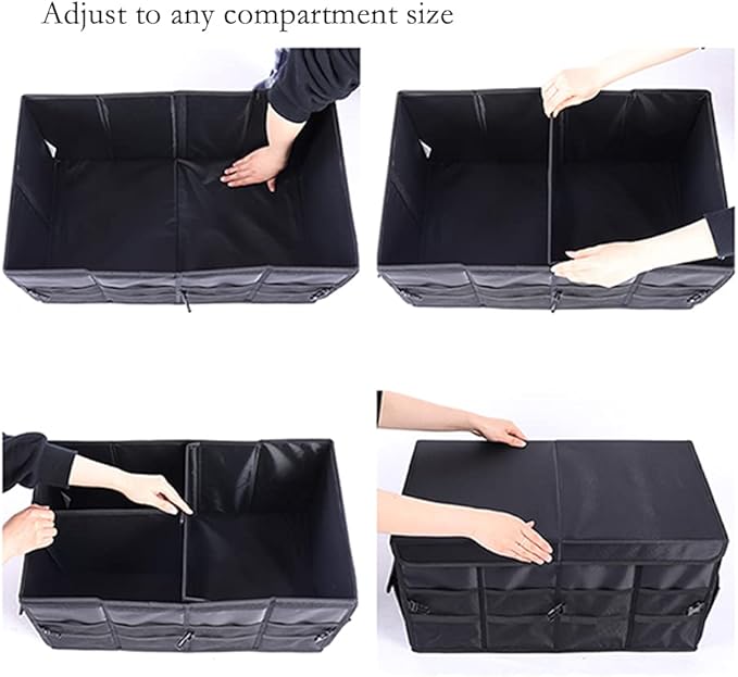 Tianle Car Trunk Organizer - Collapsible Trunk Organizer & Lid Foldable Cover Aluminium Alloy Handle Reflective Strip for