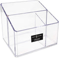 Isaac Jacobs Clear Acrylic 3-Compartment Organizer, Remote Holder & Multi-Functional Makeup, Brush, Pen & Pencil Storage Solu