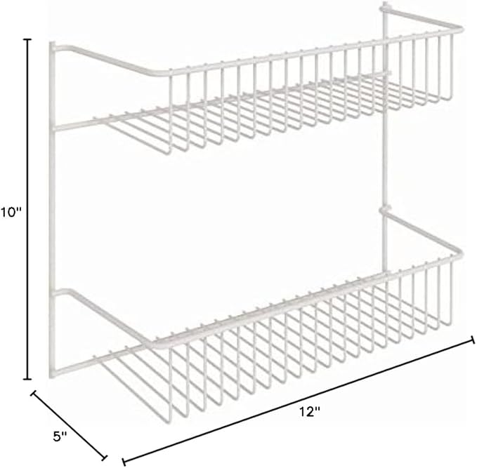 ClosetMaid 8002 2-Tier Wall Rack for Added Storage, 10.5-Inch H x 12.5-Inch W x 5-Inch D, White