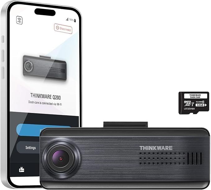 THINKWARE Q200 2K 1440P QHD Dash Cam for Cars, WiFi, WDR, Speed Red Light Cam Alerts, ADAS, 256GB Max, Parking Monitor, Super