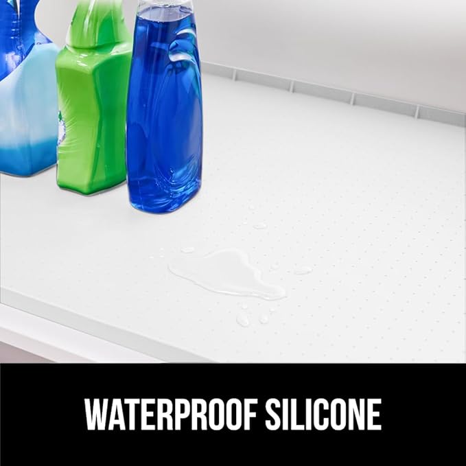 GORILLA GRIP Waterproof Silicone Under Sink Mat with Raised Lip for Kitchen and Bathroom, Cabinet Shelf Liner Stay in Place M