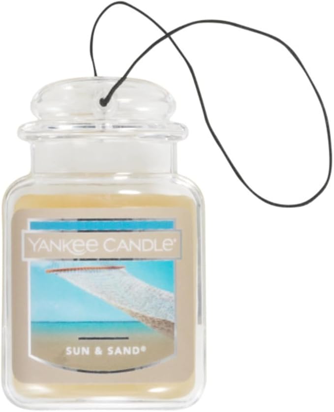 Yankee Candle Car Air Fresheners, Hanging Car Jar Ultimate, Neutralizes Odors Up To 30 Days, Sun & Sand, 0.96 OZ (Pack of 12)