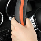 Car Steering Wheel Cover, Leather Steering Wheel Cover Orange Universal 14.5-15 Inch Microfiber Leather Anti-Slip Breathable 