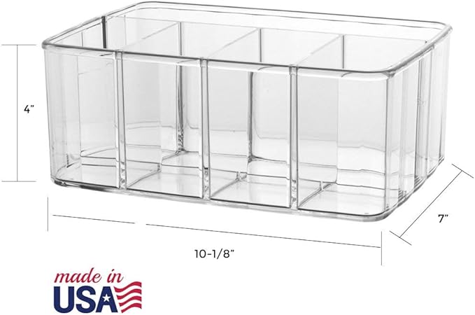 STORi 5-Compartment Clear Plastic Organizer | Rectangular Divided Makeup and Vanity Storage Bin and Office Desk Caddy | Scall