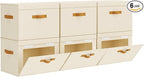 Homsorout Large Storage Bins with Lids - Front Opening Fabric Storage Bins, Flap Closet Organizer with Handles, Collapsible B