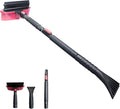 42" Extendable Snow Brush & Ice Scraper for Car Windshield, Heavy Duty 180° Pivoting Black Cleaning Broom for Auto SUV Truck, Detachable Snow Removal Tool with Telescoping Aluminum Rod