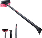 42" Extendable Snow Brush & Ice Scraper for Car Windshield, Heavy Duty 180° Pivoting Black Cleaning Broom for Auto SUV Truck, Detachable Snow Removal Tool with Telescoping Aluminum Rod