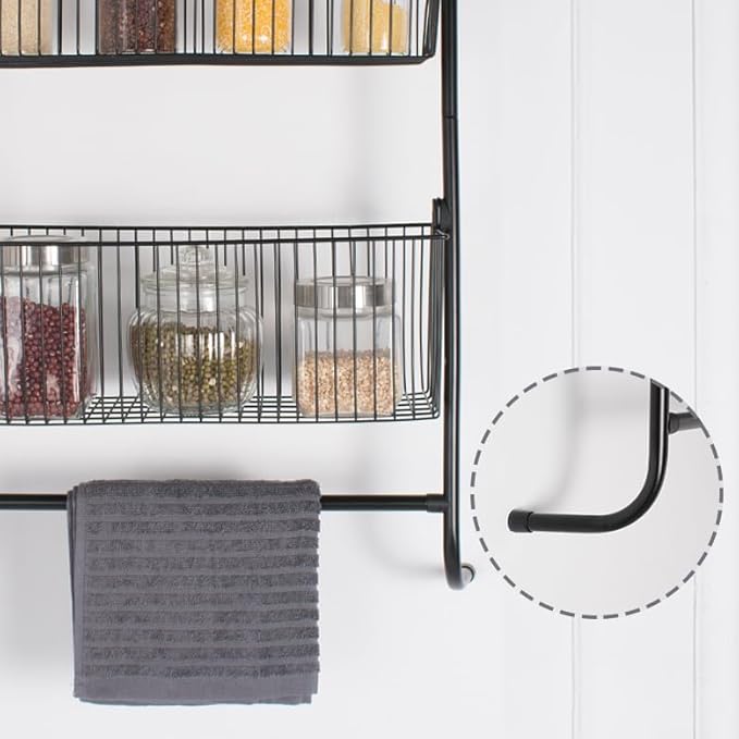 Fancial Over The Door Organizer, Metal Organizer, 3-Layer Hanging and Wall-Mounted mesh Baskets, Easy to Install,Black