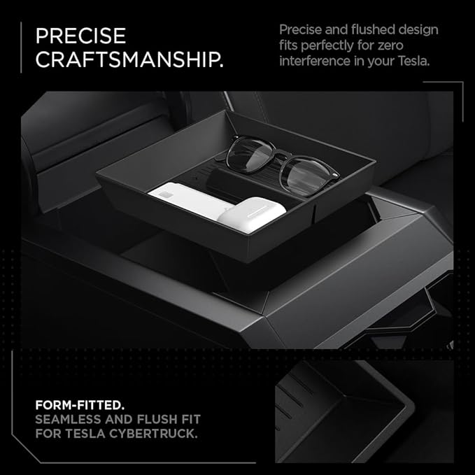 Spigen Center Console Organizer Tray Designed for Tesla Cybertruck Accessories 2026/2025/2024/2023 (Bottom) (Carbon Edition)