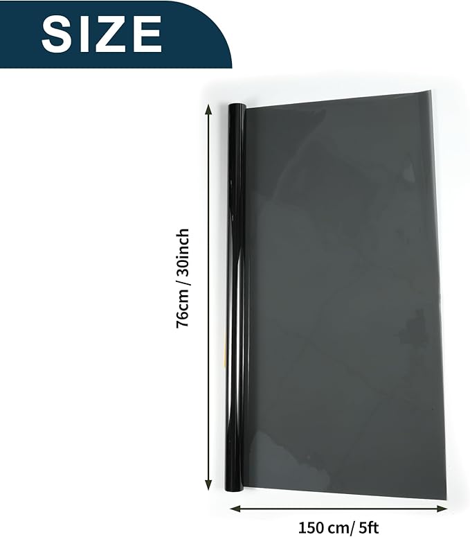 Motoforti Nano Ceramic Car Window Tint Film VLT 34% IRR 52% UVR 61% Black 5ft x 30inch Privacy Film 2mil PET 1 Pc