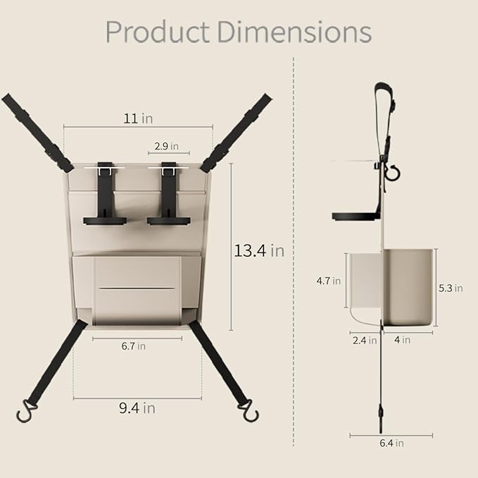 GMQ Car Pocket Handbag Holder,Pu Leather Seat Back Organizers Bag,Purse Holder for Between Seats Multifunctional Car Seat Storage (Beige)