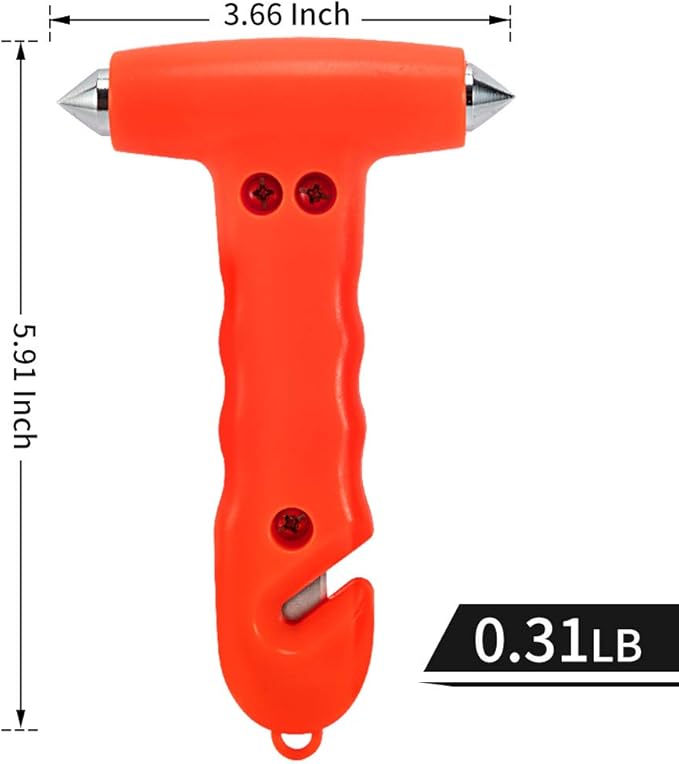 Car Safety Hammer 2-Pack, Auto Emergency Escape Hammer with Window Breaker and Seat Belt Cutter, Striking Red Emergency Escap
