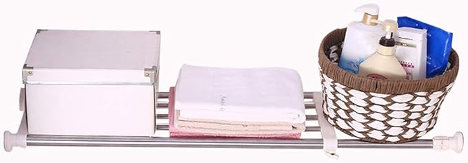 Hershii Expandable Closet Tension Shelf Rod Adjustable Storage Rack Heavy Duty DIY Organizer Divider for Wardrobe Cupboard Ki