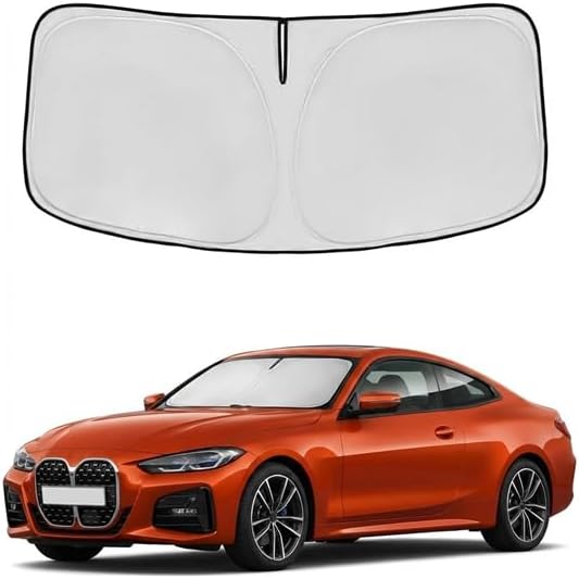 Windshield Sun Shade for BMW 4 Series 2021-2024 2025 Sunshade Front Window Shade Custom Fit BMW 4 Series Accessories Sun Visor Foldable Shade Blocks UV Rays Accessories