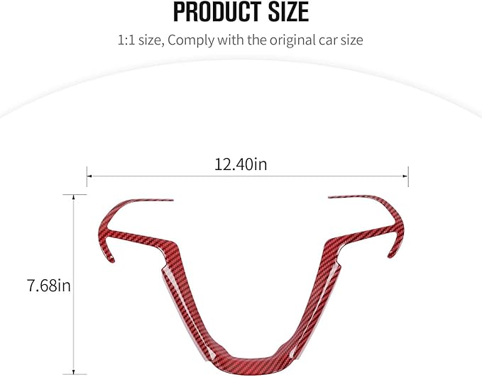 JeCar Steering Wheel Trim Cover Interior Decoration Trim Kit for 2014-2020 Jeep Grand Cherokee & Jeep Cherokee, Red Carbon Fiber