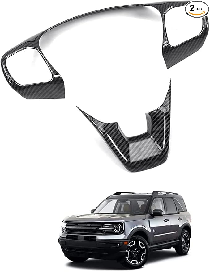 Autorder Custom Fit for Accessories Ford Bronco Sport (CX430) 2021 2022 2023 2024 2025 Carbon Fiber Steering Wheel Panel Trim Cover Automotive Interior Accessories Decoration