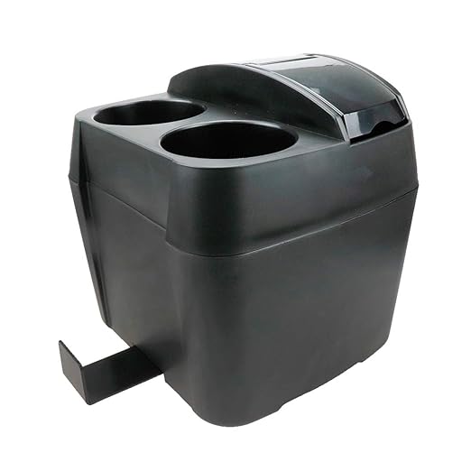 Modengzhe Black Plastic Car Trash Bin with Cup Holder, Multifunctional Extra Large Garbage Container Dustbin Storage Box