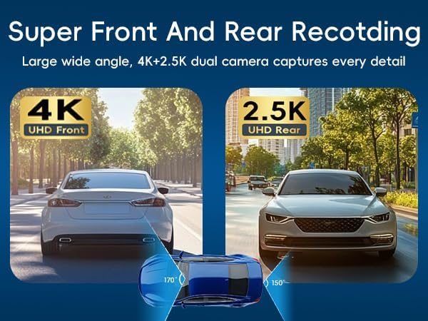 Mirror Dual Dash Camera,4K and 2.5K Dash Cam with Voice Control Rear View Mirror Camera and WiFi,GPS Dashcam for Cars with WD