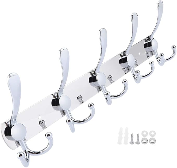 Stainless Steel Wall Hooks for Clothes, Multifunctional Towel Hat Rack Organizer, Wall Mounted Coat Rack Durable Hangers for 
