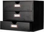 Wooden Storage Box Rustic Desktop Organizer with 3 Drawers Office Desk Accessories Shelf Large Craft Storage Containers Apoth