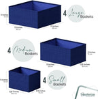 Drawer Organizer Clothes Set of 12 Navy - Dresser Organizer For Nursery, Bedroom, Closet - Perfect Baby Clothes Organizer and