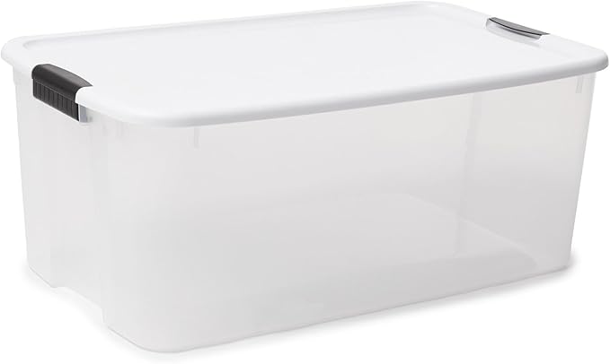 Sterilite 4-Pack Ultra Latching Box, Storage Bins with Lids, Clear Plastic, 116 Quart - Heavy-Duty Organizing Containers for 
