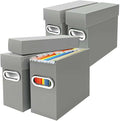 File Organizer Box with Lid & Handle, Heavy Duty Hanging File Folder Storage Boxes for Letter Size, Portable Filing Organizer
