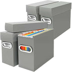File Organizer Box with Lid & Handle, Heavy Duty Hanging File Folder Storage Boxes for Letter Size, Portable Filing Organizer