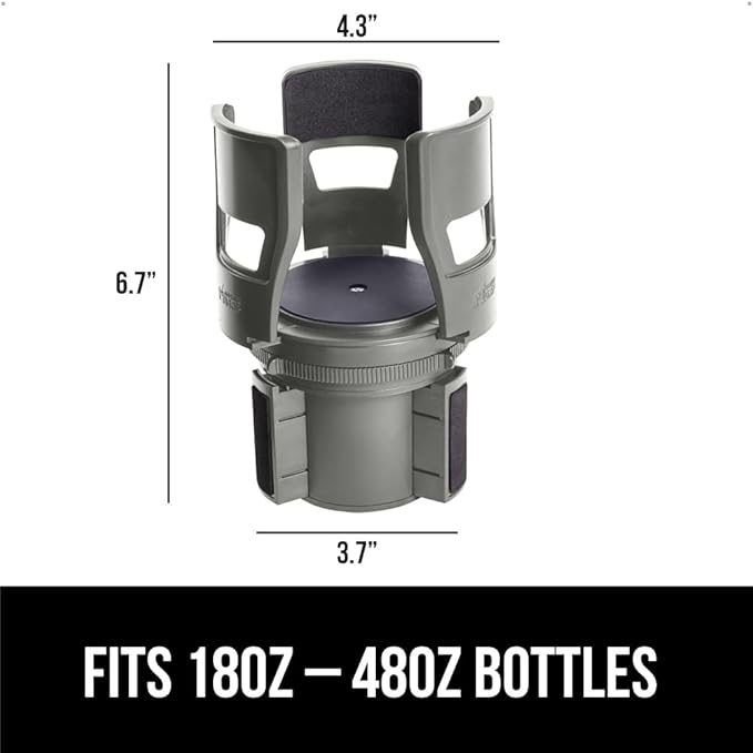 GORILLA GRIP Patent Pending Adjustable Car Cup Holder Expander, Keeps Water Bottle Secure, Expands to Fit 18 to 48 oz Large B