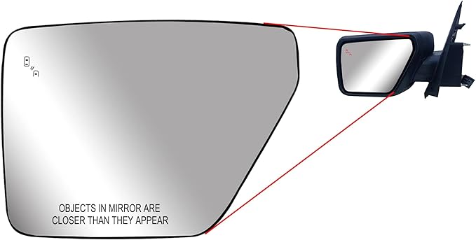 Replacement Driver Left Side Door Mirror Glass Heated with BLIS(Blind Spot Light) for Ford F-150 fit year 2021 2022 2023