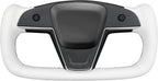 MEWANT Hand Stitched White Leather Tesla Model S Yoke Steering Wheel Cover Wrap for Tesla Model S 2021-2023 / Model X 2021-2023 Tesla Yoke Steering Wheel Accessories